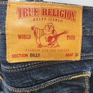 True Religion Distressed Billy Jeans Dark Denim Men's Size 38 X 34